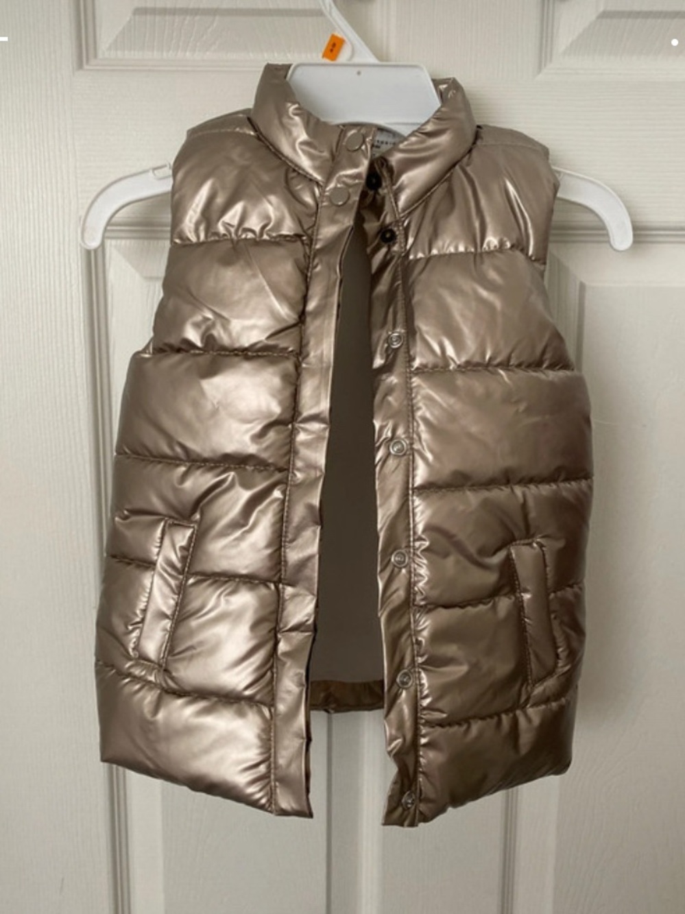 Max Studio Metallic Champagne Puffer Vest